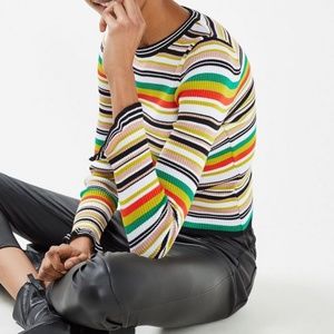 Topshop hyper stripe knitted crop jumper 2 XS